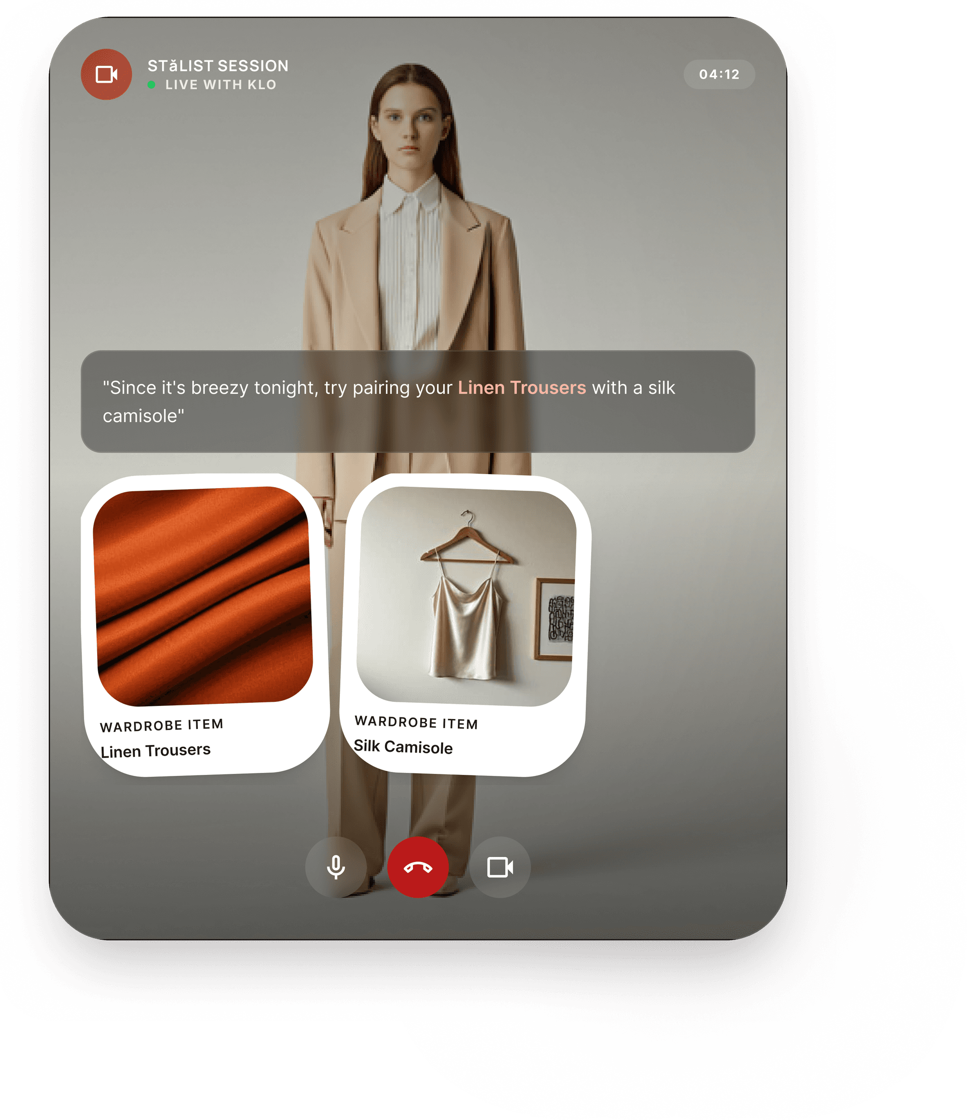 Klo stylist session interface
